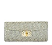  Gold Woven Straw Clutch