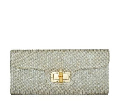 Gold Woven Straw Clutch