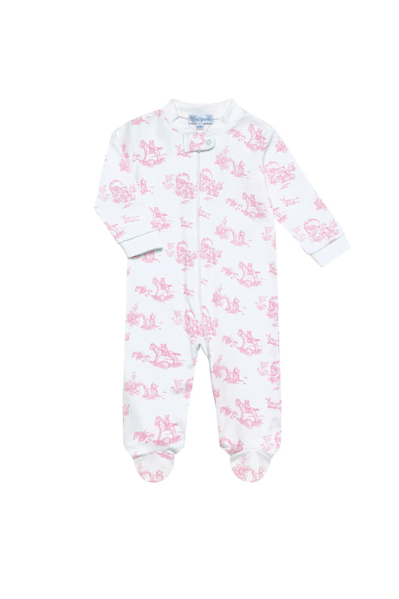 Bear and Rocking Horse Toile Footie