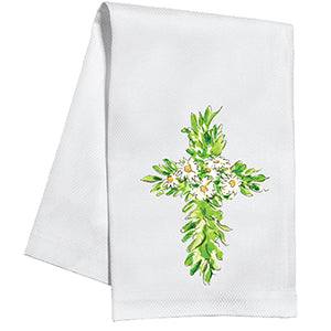 Daisy Greenery Cross Kitchen Towel