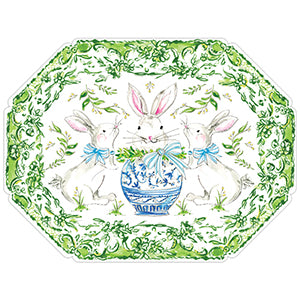 Chinoiserie Bunny Die-Cut Placemats