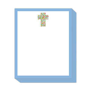 Blue Floral Cross Notepad