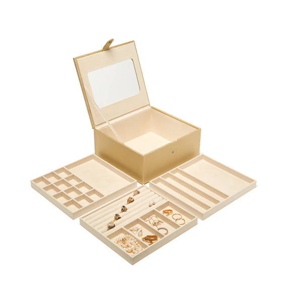 Gold Jodi Jewelry Box- 2 Tray