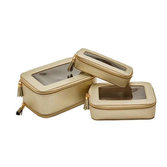Gold Leah Stacking Cosmetic Case