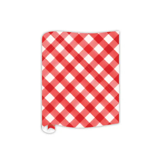 Red Watercolor Buffalo Check Table Runner