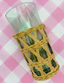  Green Countryside Highball Glass with Rattan Wrap