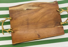  Wood Tray with Gold Antler Detail