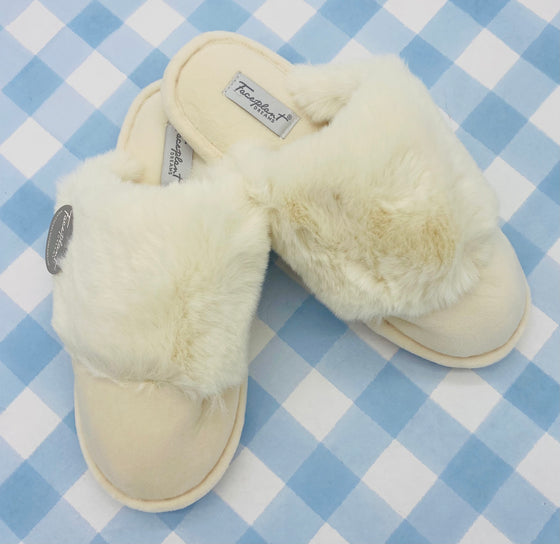 Ivory Closed-Toe Furry Slipper