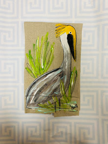  Hand-Painted Pelican Linen Handtowel