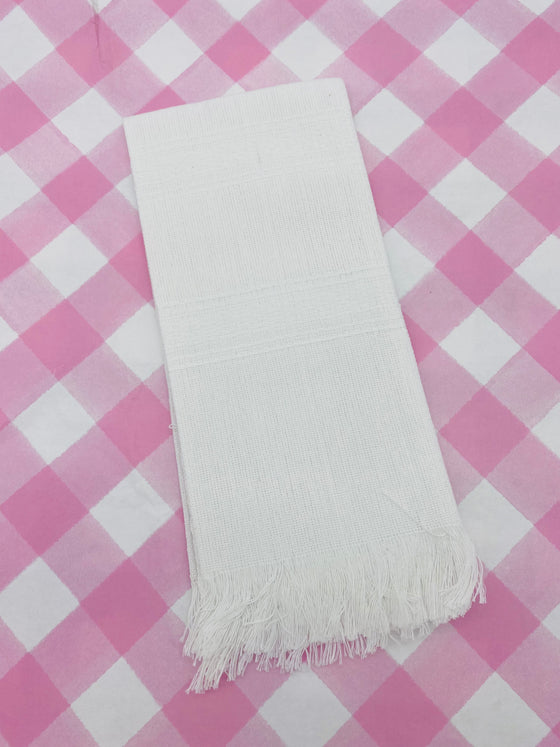 White Mexican Hand Towel With Fringe