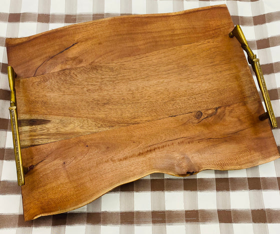 Shotgun Handled Wood Tray