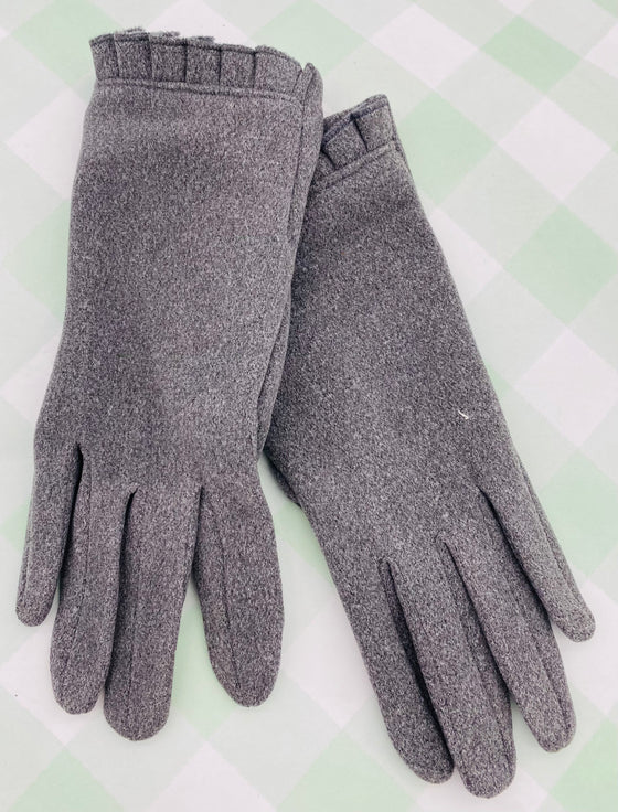Grey Ruffle Gloves
