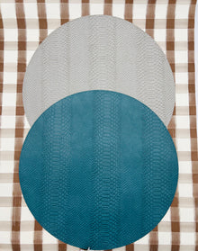  Teal/Gray Reversible Round Placemats