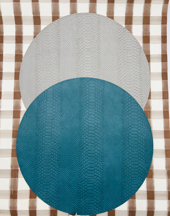 Teal/Gray Reversible Round Placemats