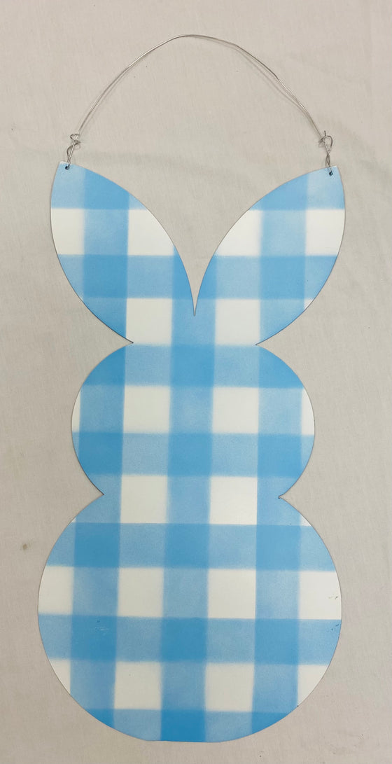 Blue Gingham Bunny Door Hanger
