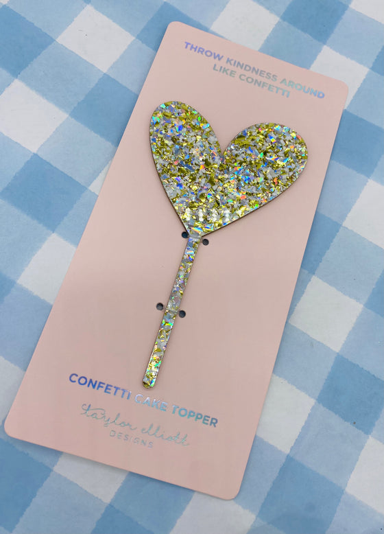 Confetti Heart Cake Topper