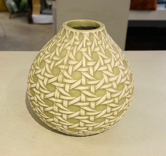 Embossed Round Cane Vase