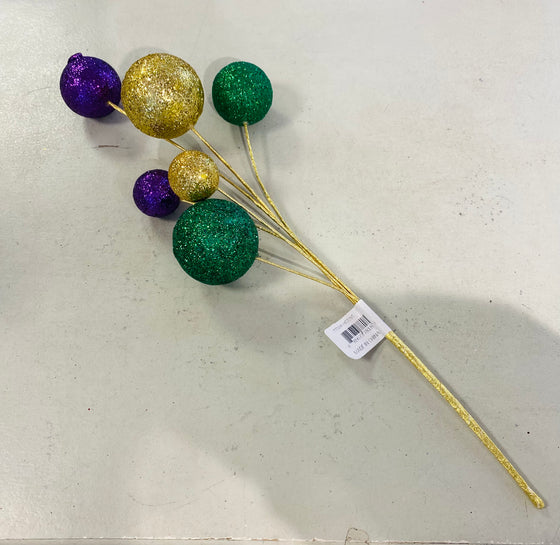 Mardi Gras Glitter Ball Pick