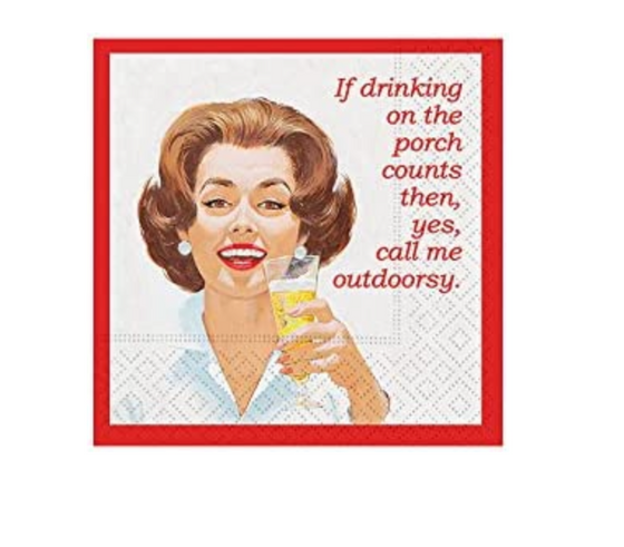'If Drinking On The Porch' Cocktail Napkin