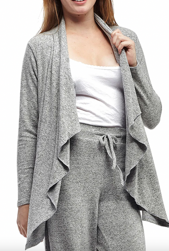 Grey Cascading Front Comfort Jacket