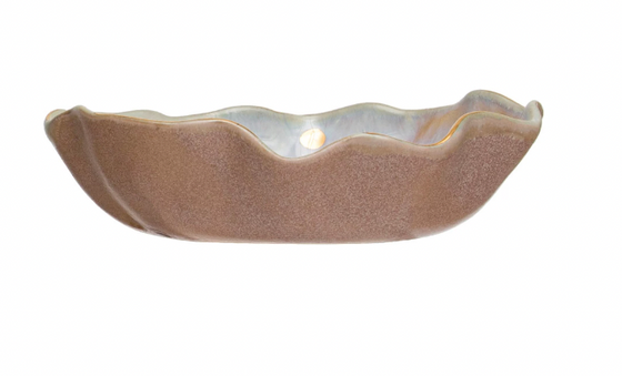 Stoneware Dish With Gold Dots