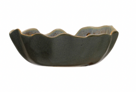 Grey Stoneware Fluted Bowl