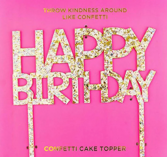 Happy Birthday Pearl Confetti Cake Topper