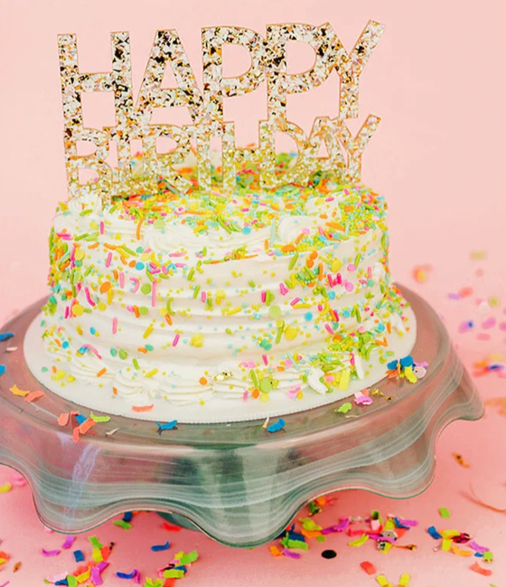 Happy Birthday Pearl Confetti Cake Topper