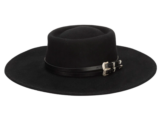 Black Double Western Belt Hat