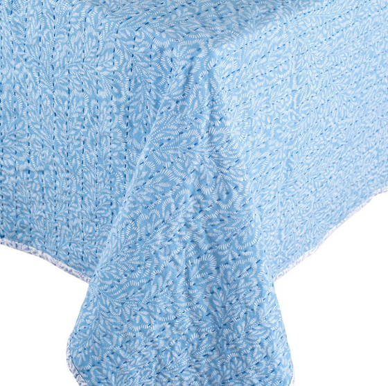 Blue Leaves Reversible Table Cloth