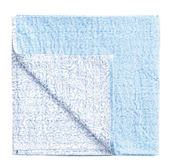 Blue Leaves Reversible Table Cloth