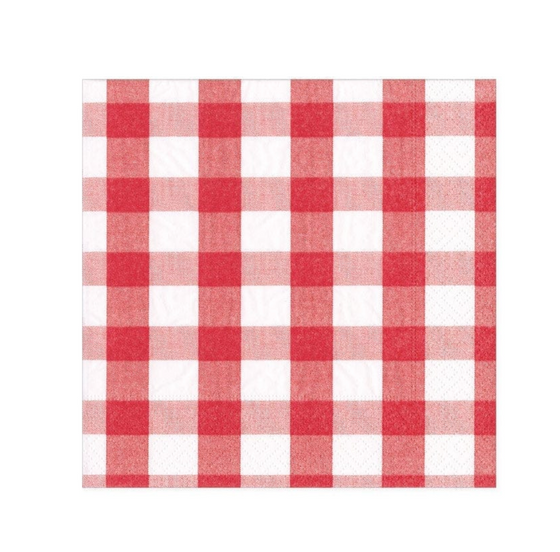 Red Gingham Cocktail Napkin