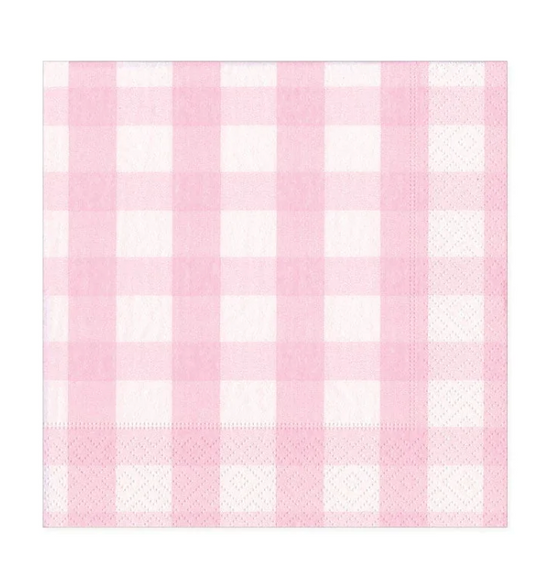 Pink Gingham Cocktail Napkin