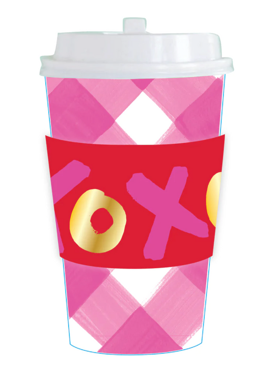 Pink Gingham Coffee Cup