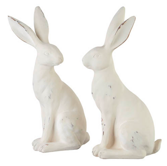 13.5" Decorative White Resin Rabbit Figurine