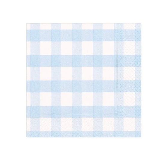 Light Blue Gingham Cocktail Napkin