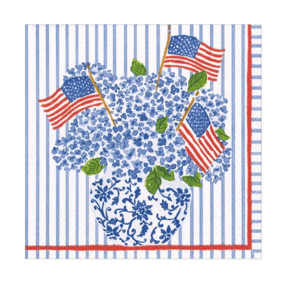 Flags & Hydrangeas Boxed Cocktail Napkin