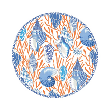  Coral & Blue Shell Toile Dinner Plates