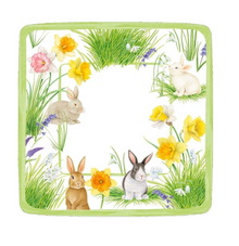  Bunnies & Daffodils Square Dessert Plates