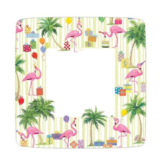 Party Flamingos Square Dessert Plates