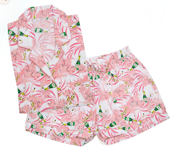 Flamingo Champagne Pajama Short Set
