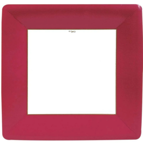 Square Grosgrain Red Dinner Plates