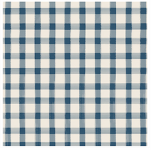  Navy Painted Check Cocktail Napkin