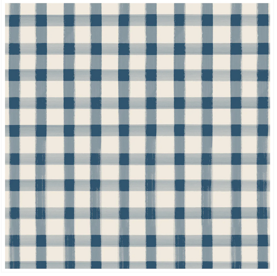 Navy Painted Check Cocktail Napkin