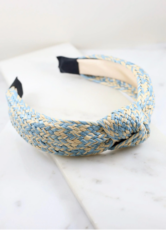 Blue Straw Headband