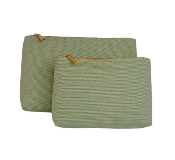 Linen Green Grass Zipper Bag