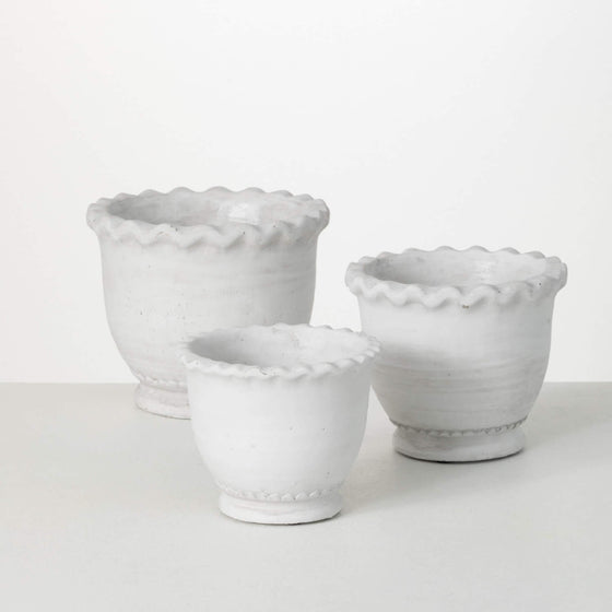 Scalloped Cement Pots